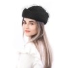Фетровый шерстяной берет 531 Стюардесса Таблетка Вуалетка Пилотка черная--18