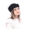 Фетровый шерстяной берет 531 Стюардесса Таблетка Вуалетка Пилотка черная--21