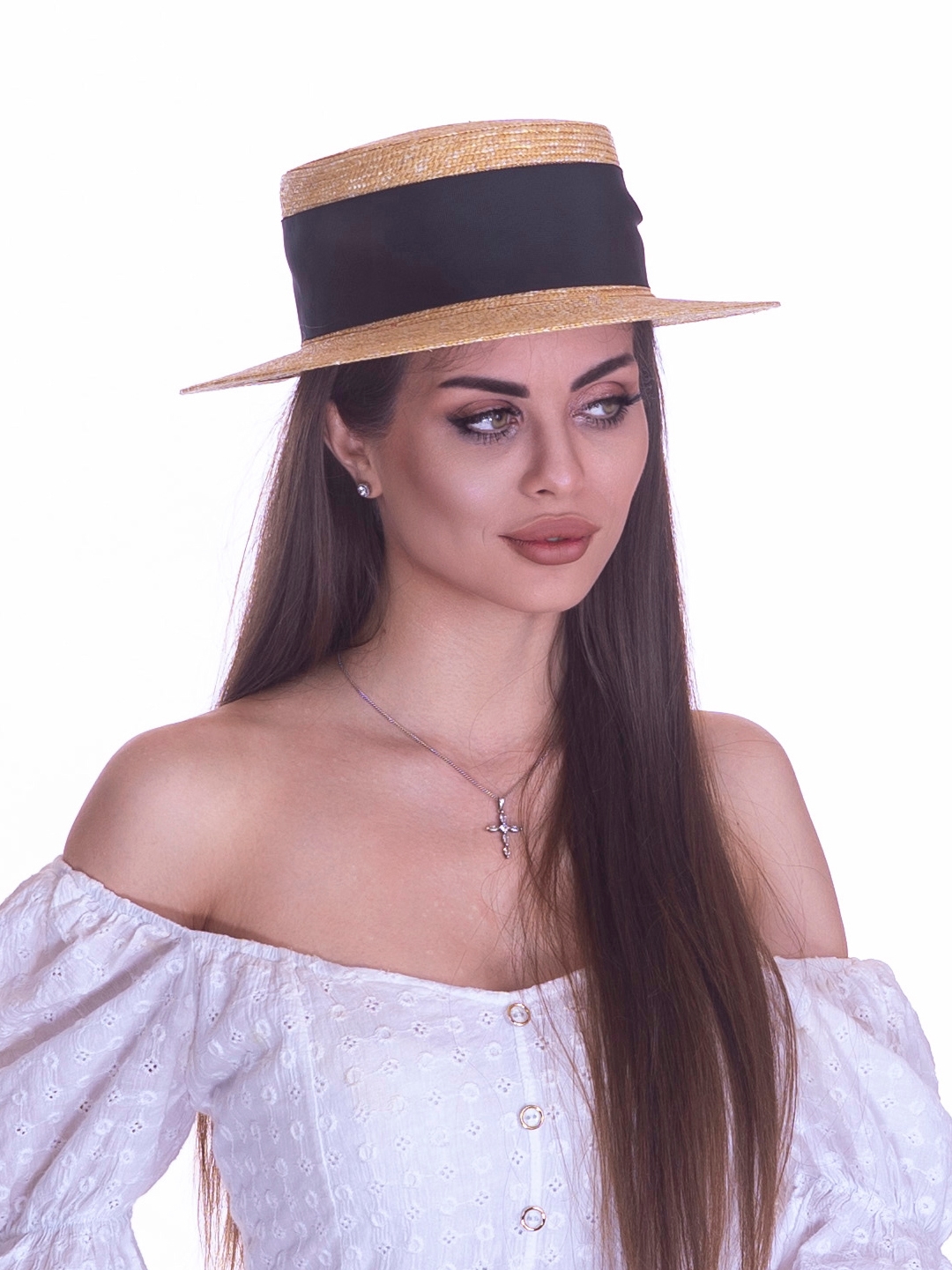 Соломенная шляпа Канотье7 микро черная--8