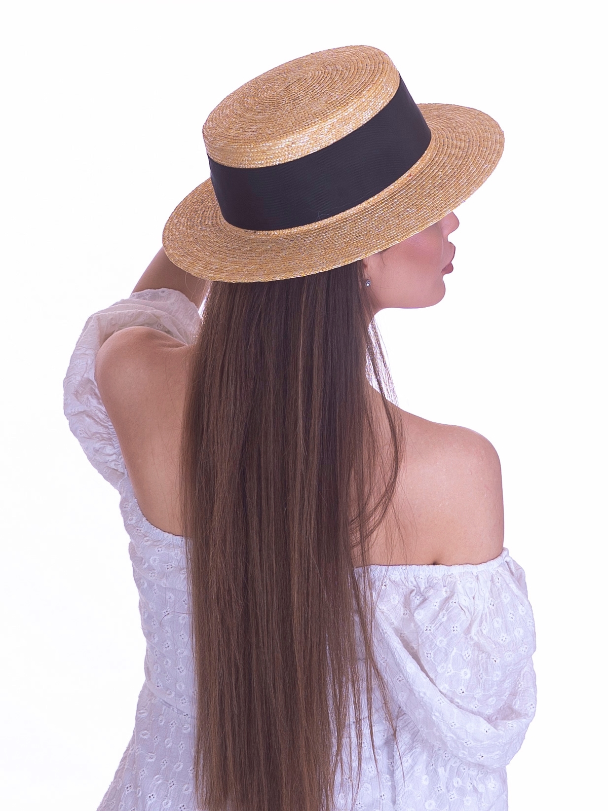 Соломенная шляпа Канотье7 микро черная--13