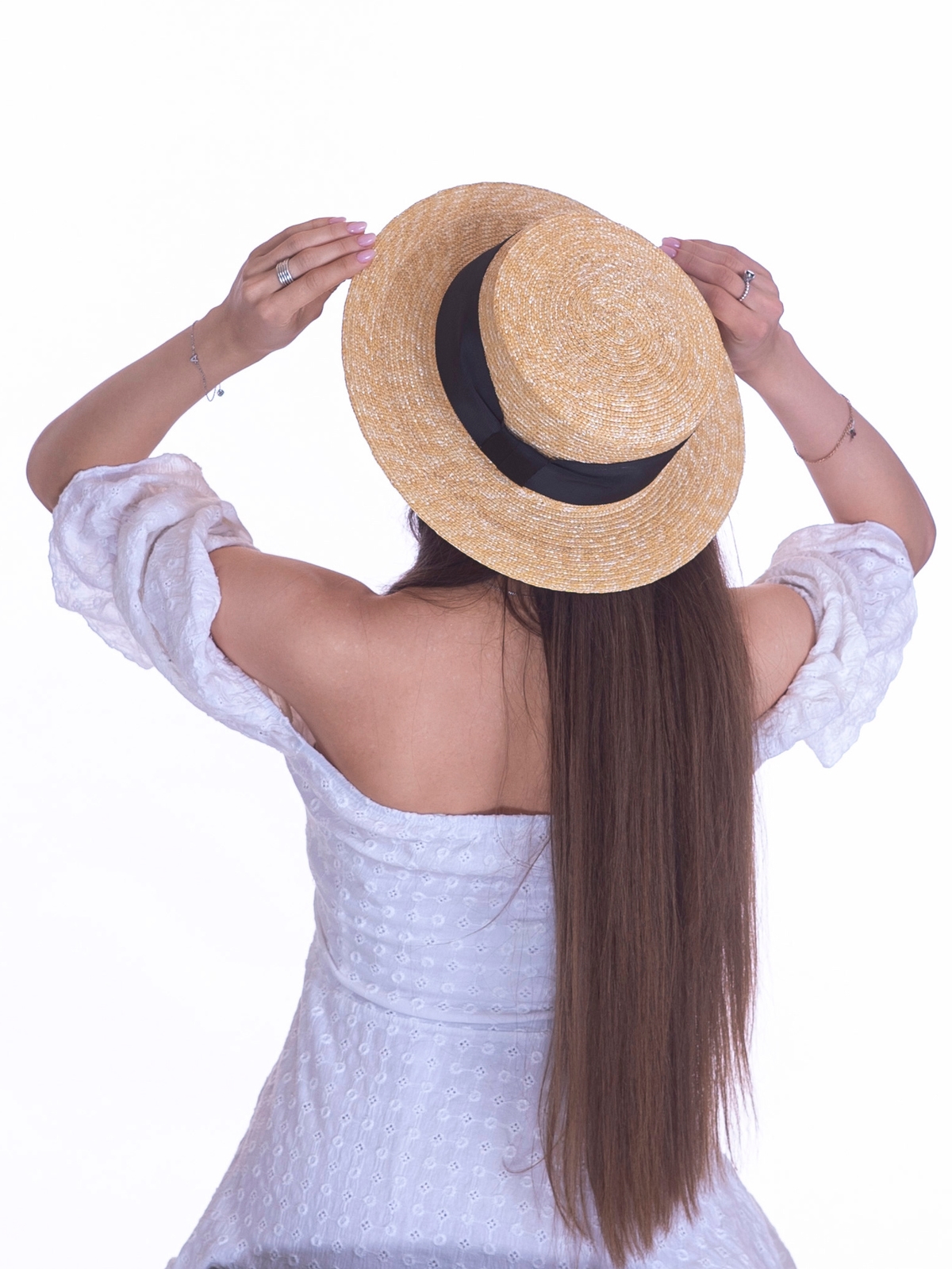 Соломенная шляпа Канотье7 микро черная--16