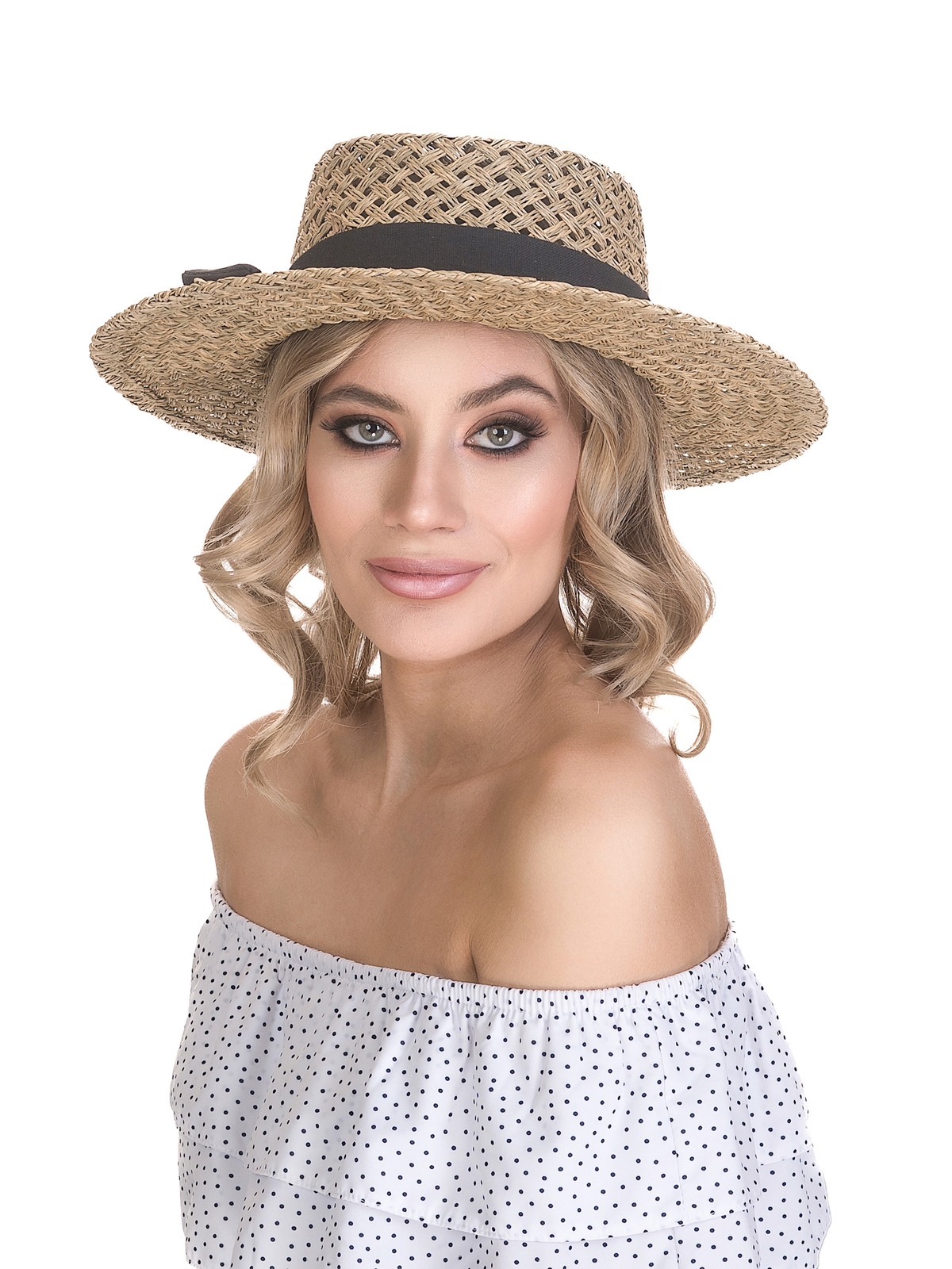 Соломенная шляпа Канотье Рис бант--14