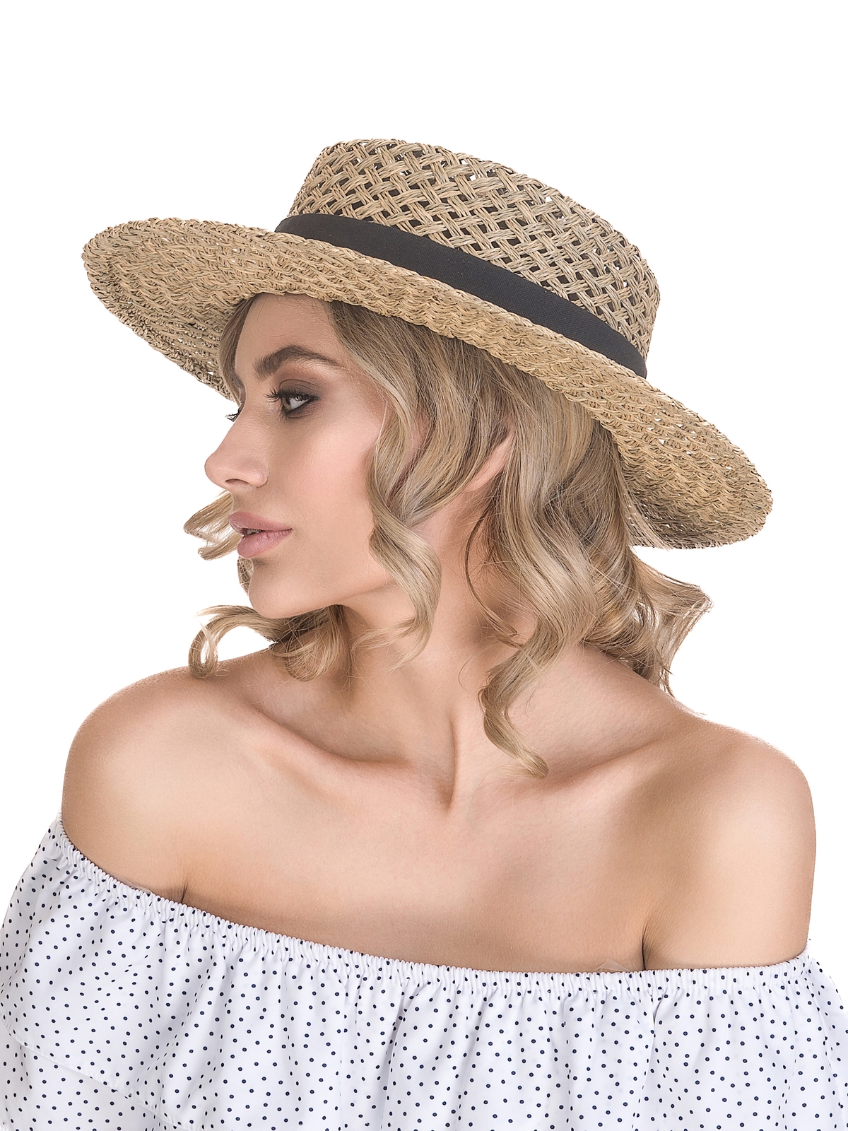 Соломенная шляпа Канотье Рис бант--15