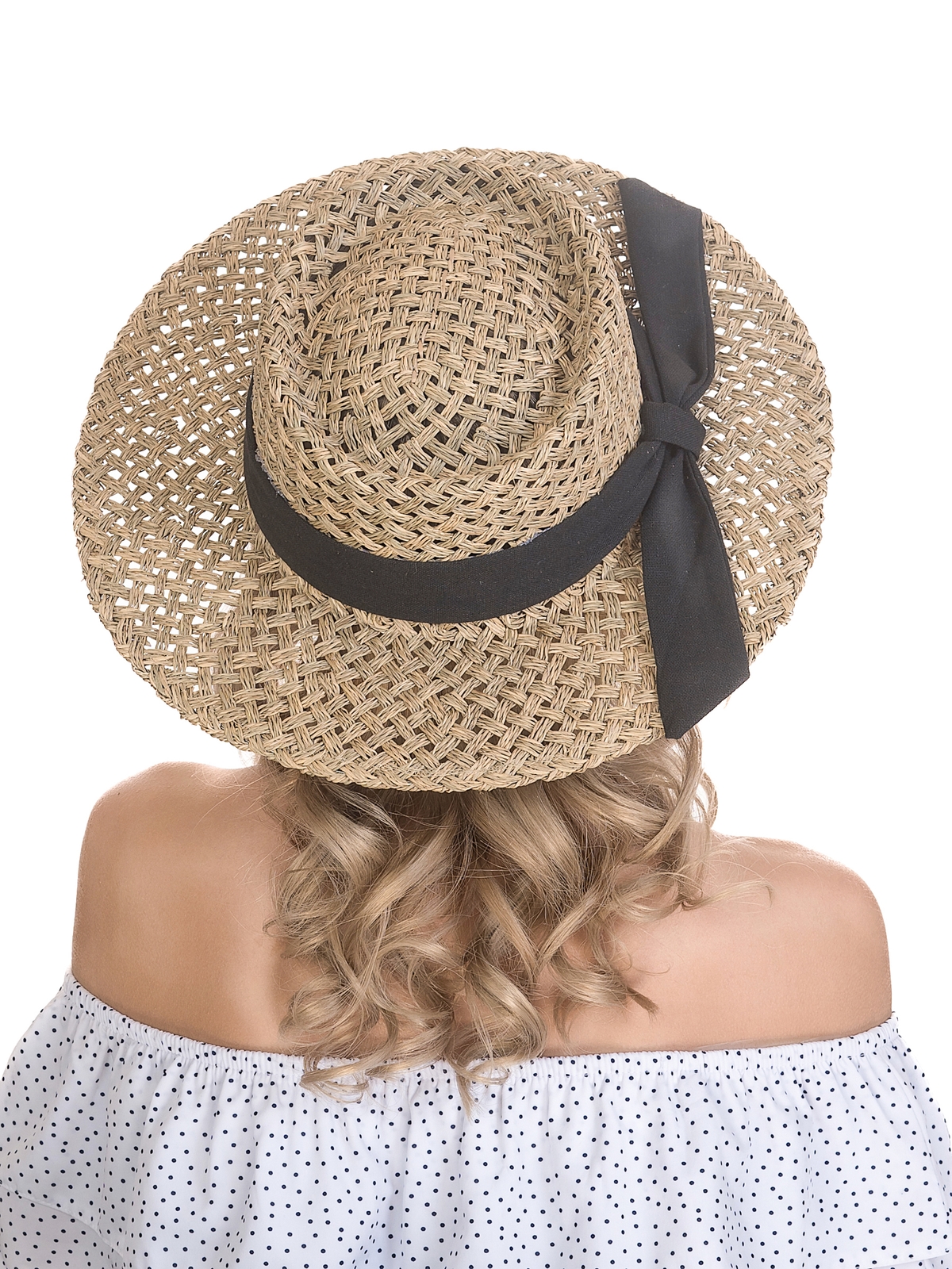 Соломенная шляпа Канотье Рис бант--17
