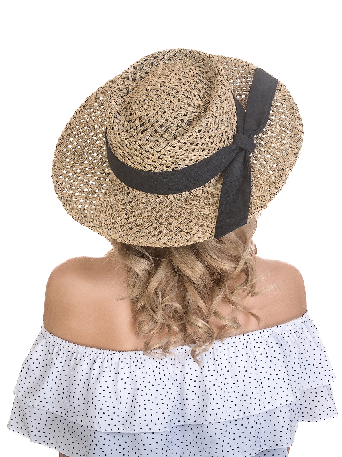 Соломенная шляпа Канотье Рис бант--18