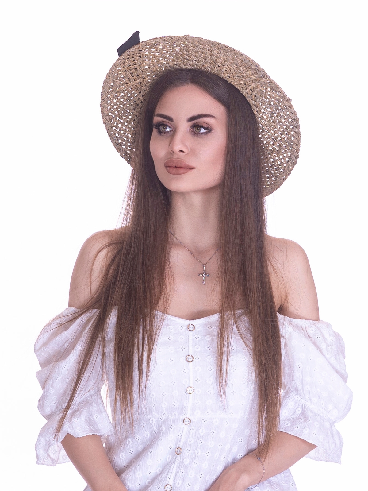 Соломенная шляпа Канотье Рис бант--4