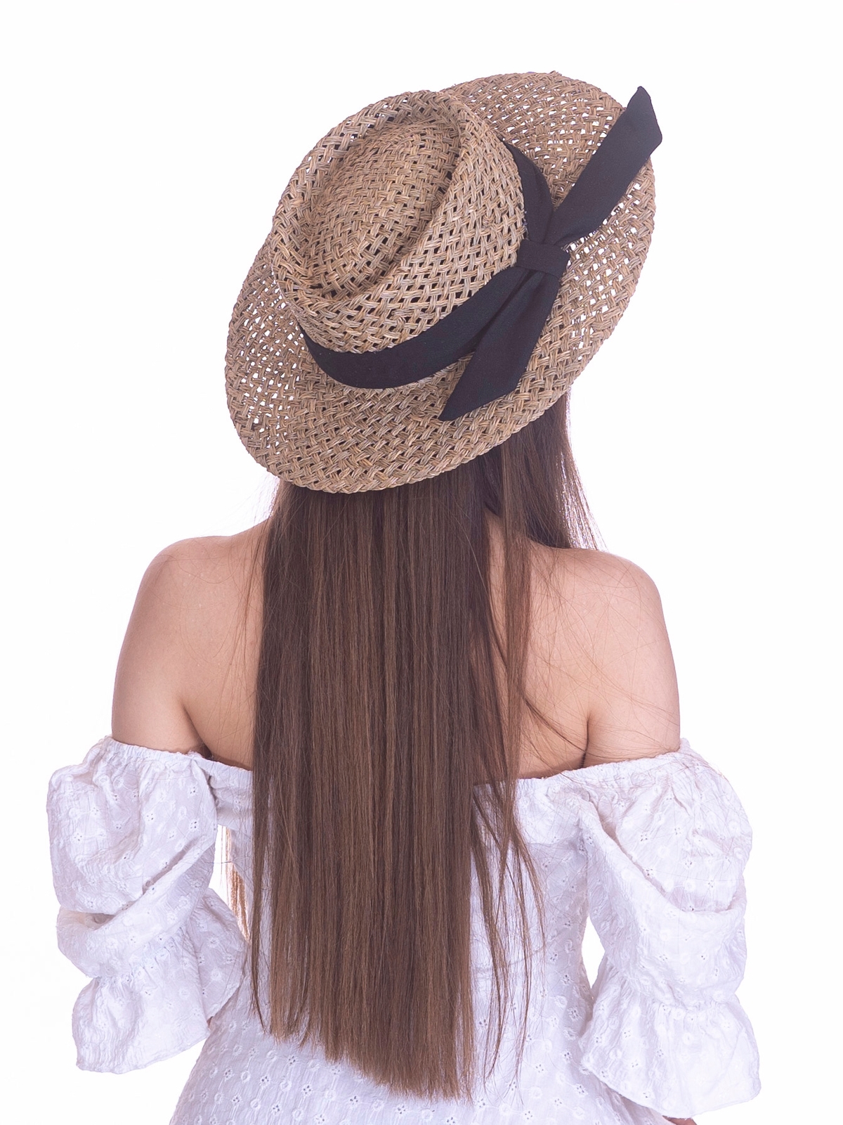 Соломенная шляпа Канотье Рис бант--10