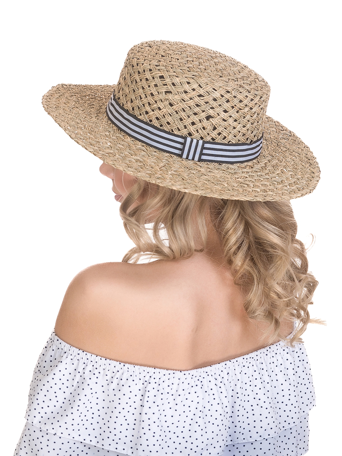 Соломенная шляпа Канотье рис полоска--18