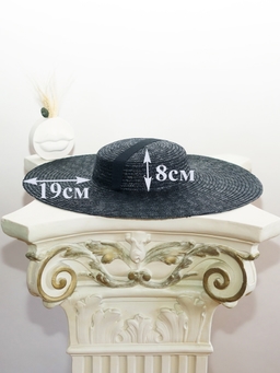 Соломенная шляпа Тотти с лентами большая чёрная--1