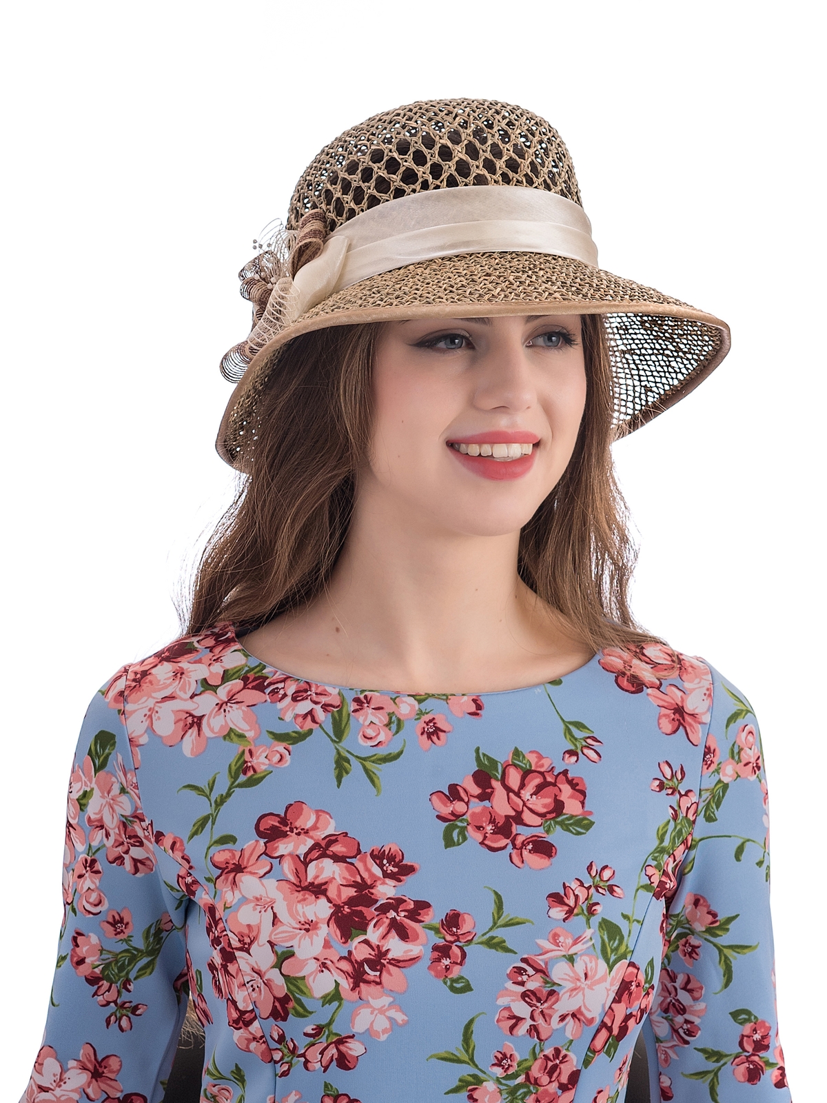 Соломенная шляпка №9 с ажурным плетением по тулии--5