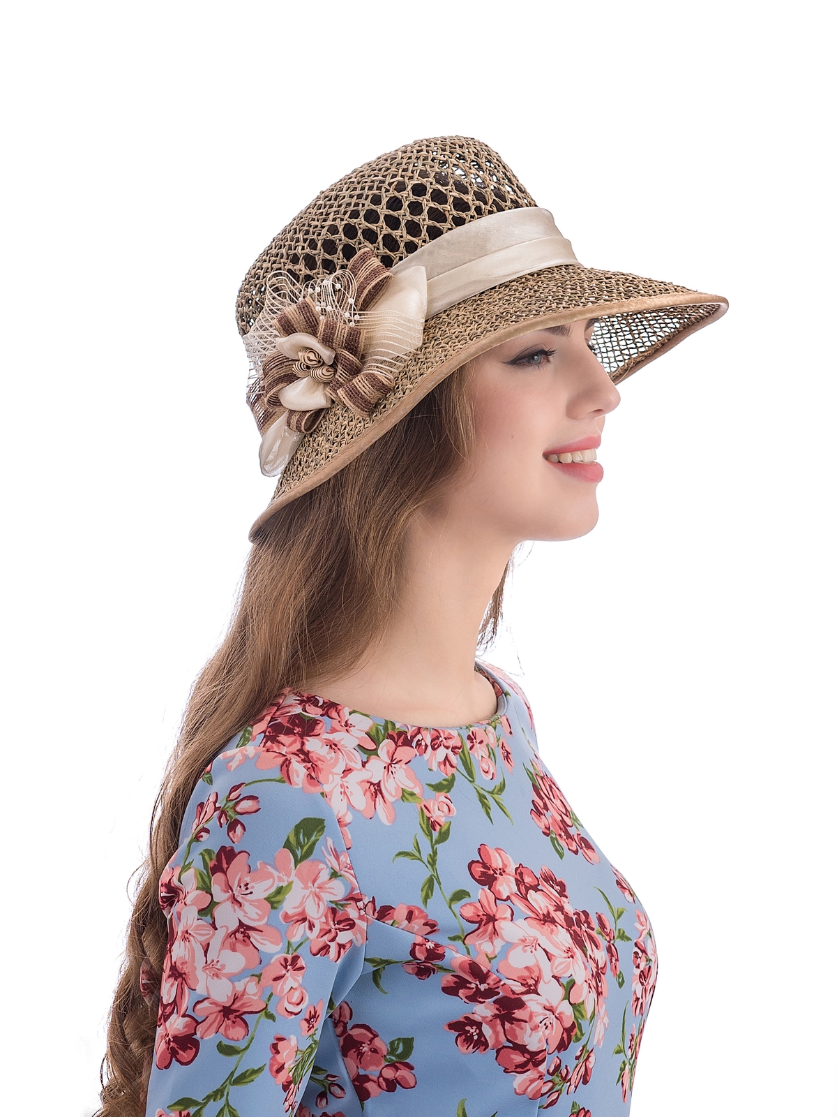 Соломенная шляпка №9 с ажурным плетением по тулии--6