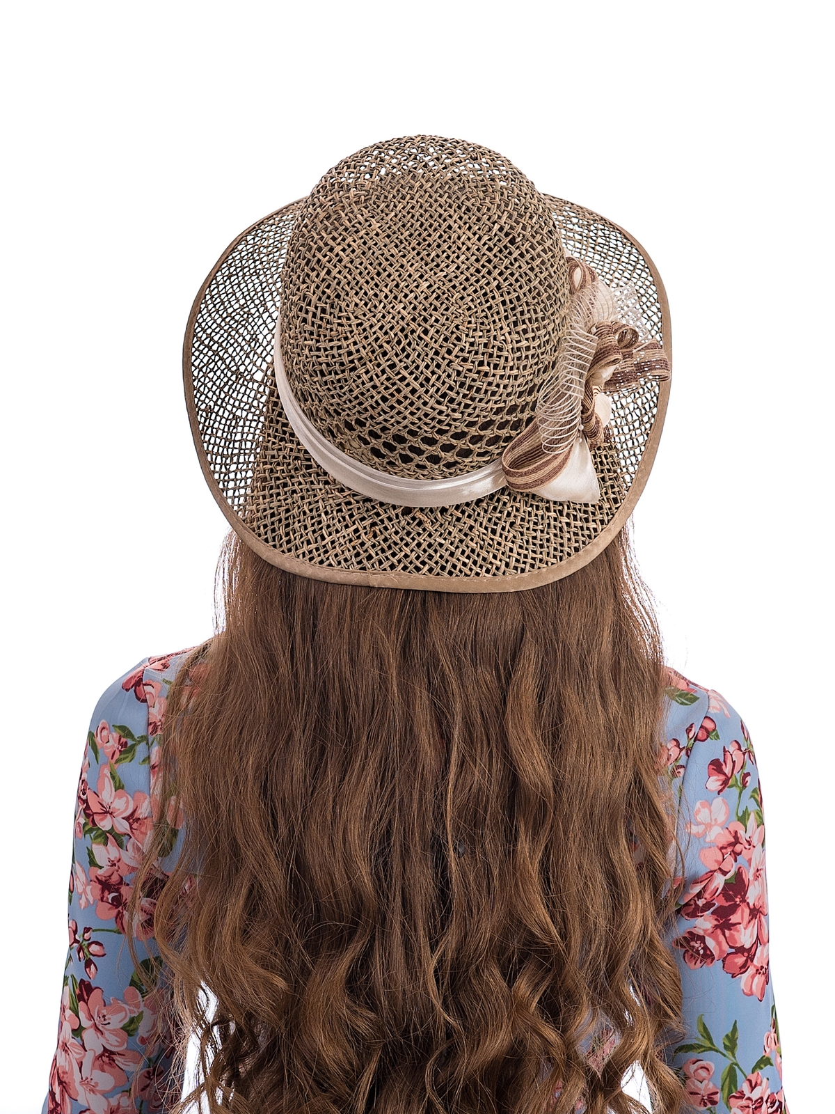 Соломенная шляпка №9 с ажурным плетением по тулии--8