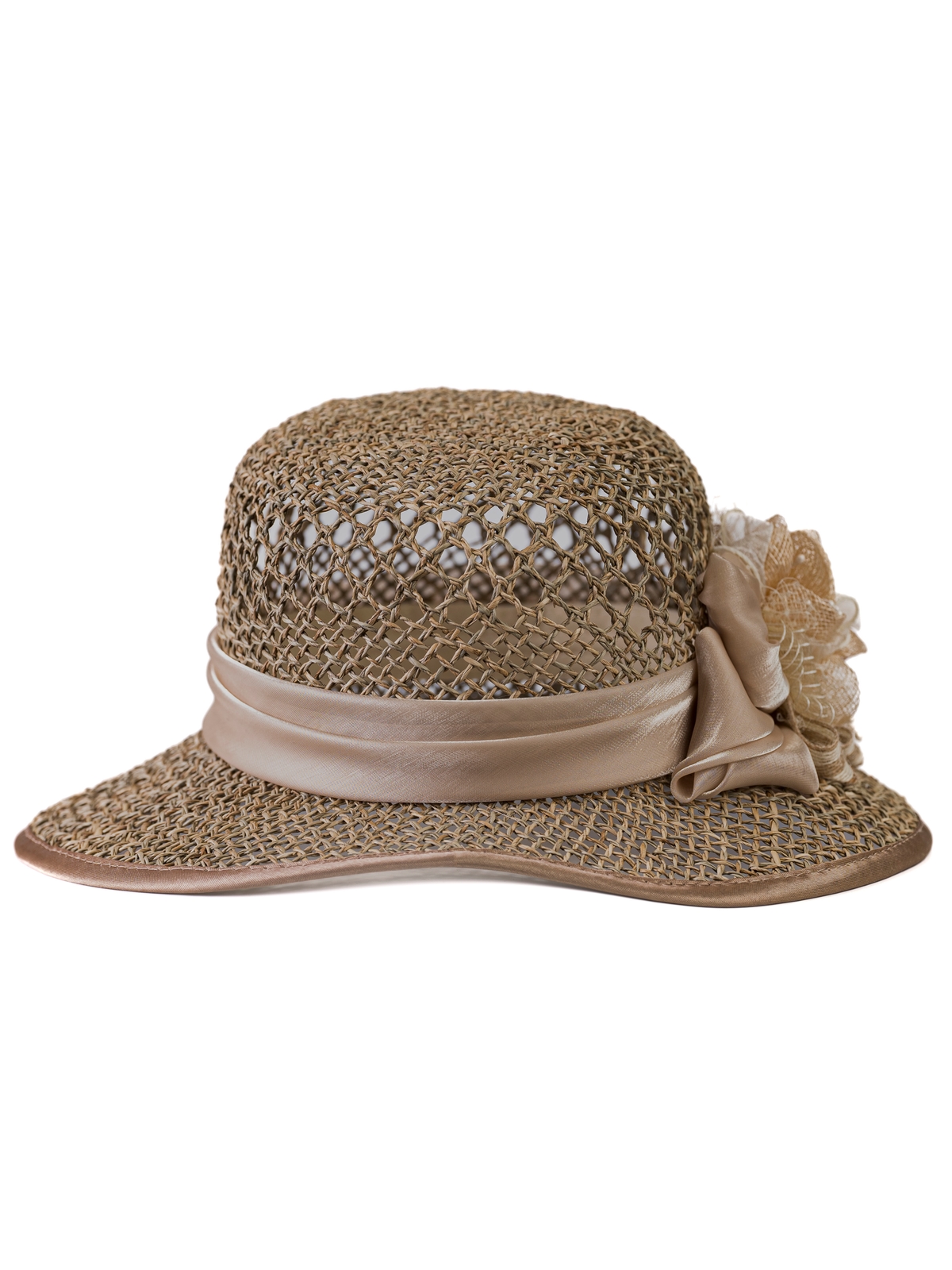 Соломенная шляпка №9 с ажурным плетением по тулии--4