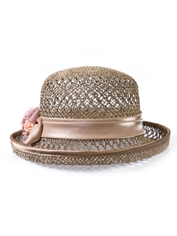 Соломенная шляпка № 14  с ажурным плетением по тулии и полю--0