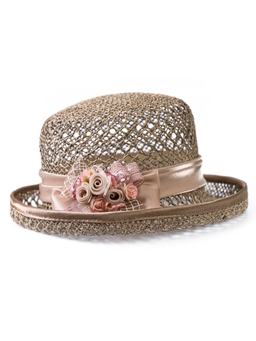 Соломенная шляпка № 14  с ажурным плетением по тулии и полю