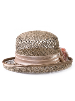 Соломенная шляпка № 14  с ажурным плетением по тулии и полю--2