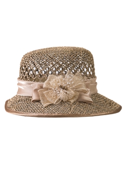 Соломенная шляпка № 18 с ажурным плетением по тулии