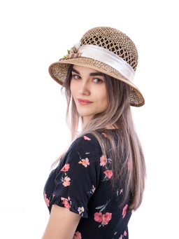 Соломенная шляпка № 19 с ажурным плетением по тулии--4