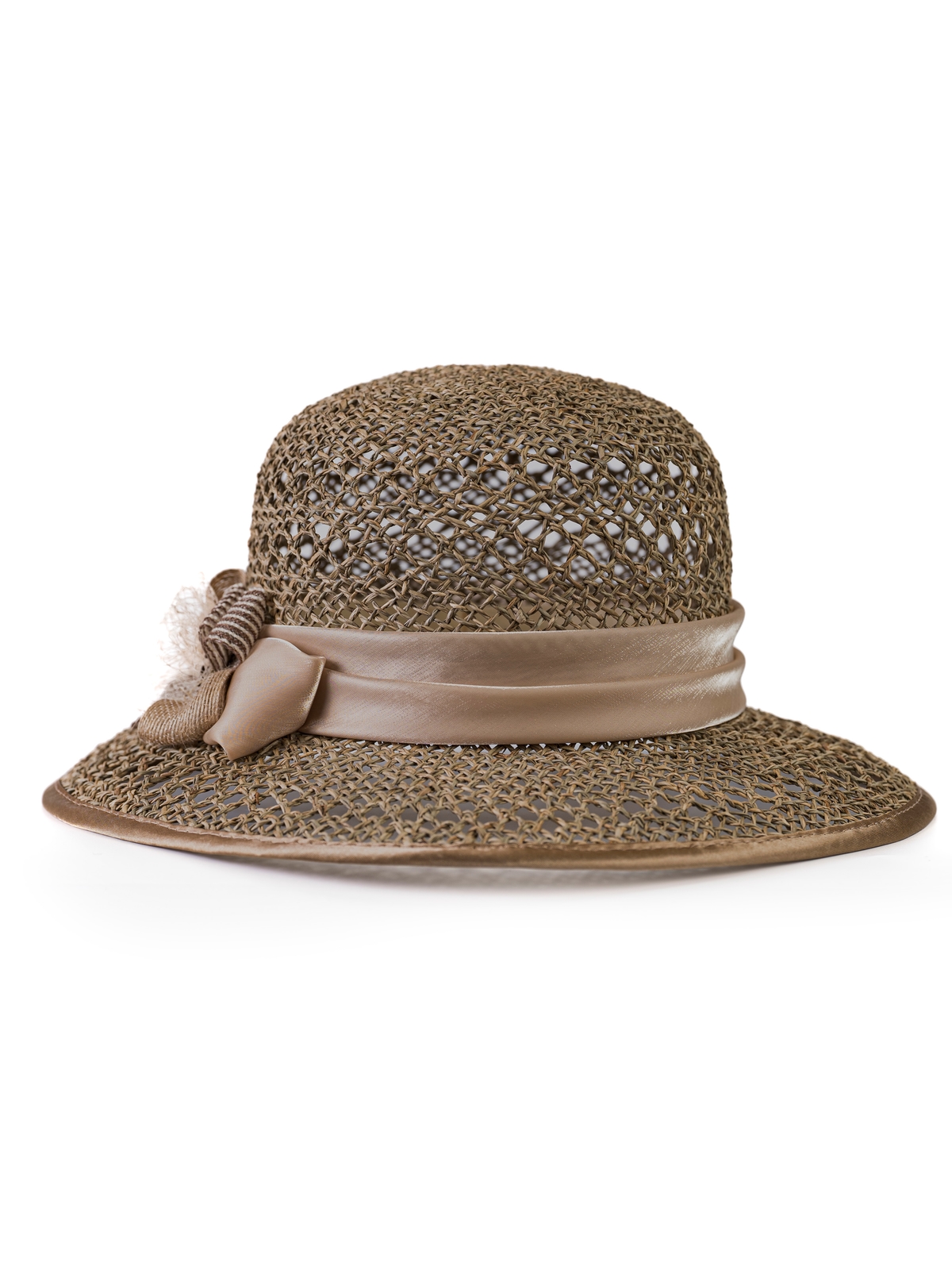 Соломенная шляпка № 2  с ажурным плетением по тулии и полю