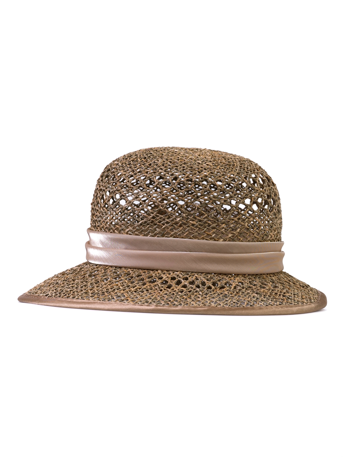 Соломенная шляпка № 2  с ажурным плетением по тулии и полю--6