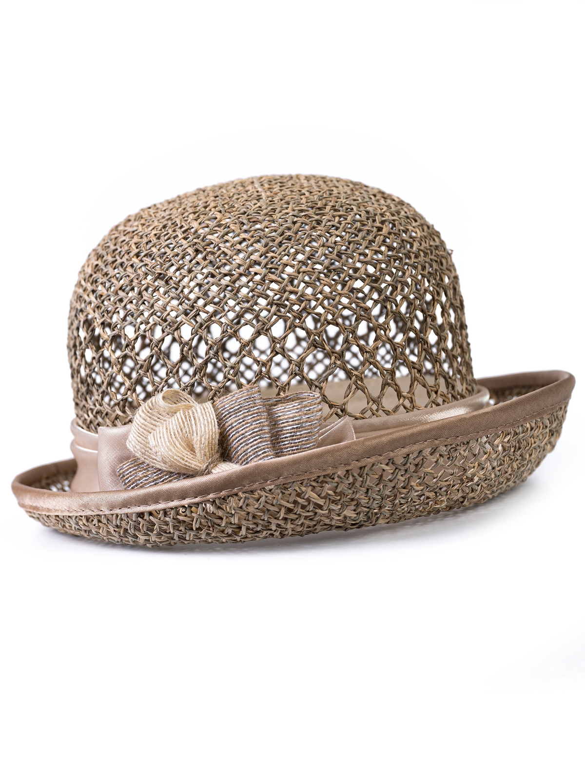 Соломенная шляпка № 20  с ажурным плетением по тулии--4