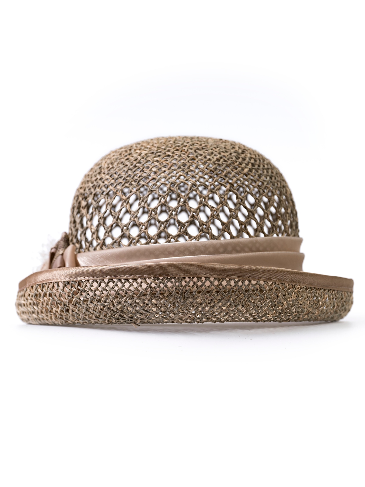 Соломенная шляпка № 20  с ажурным плетением по тулии--5