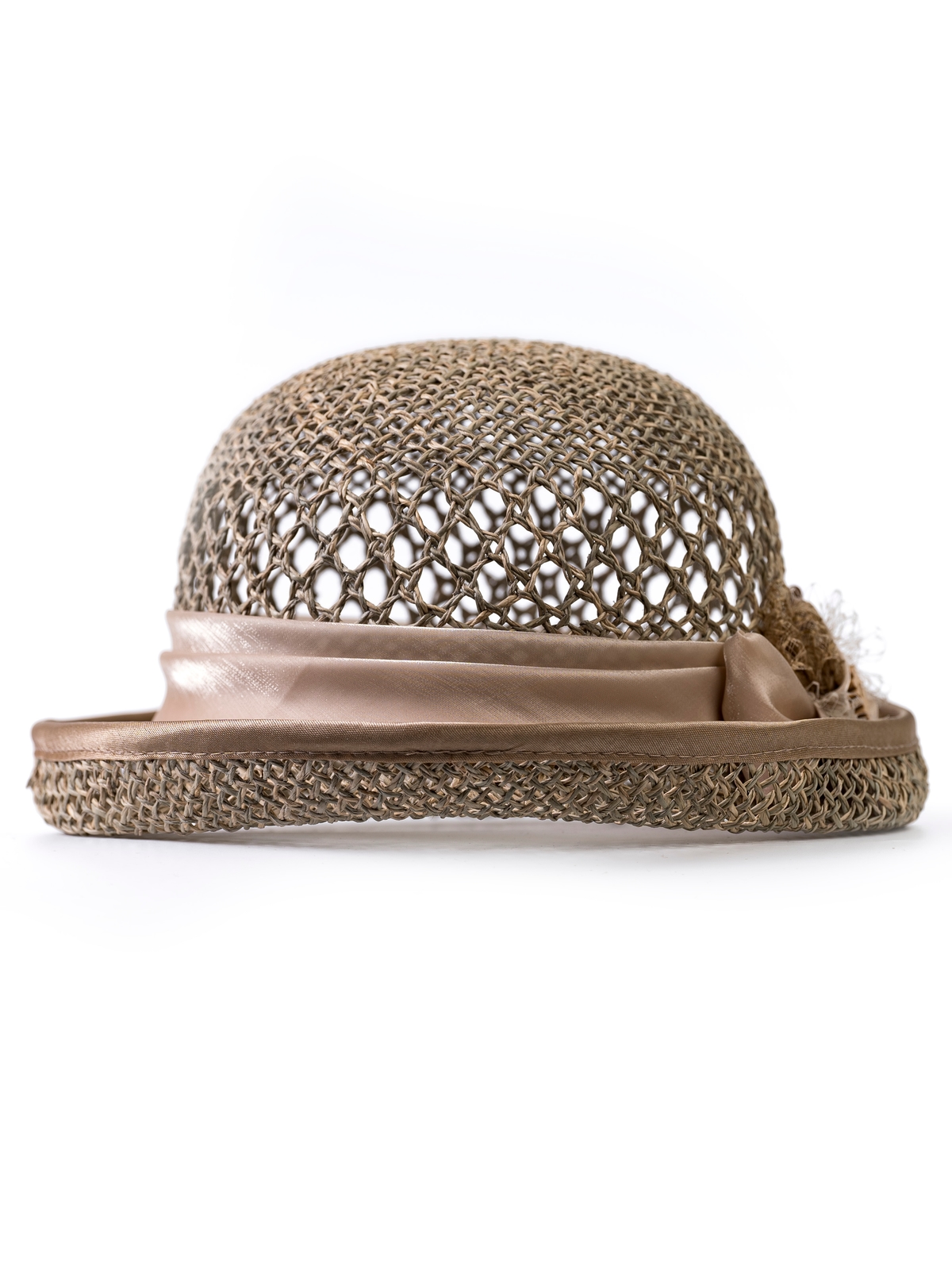 Соломенная шляпка № 20  с ажурным плетением по тулии--7