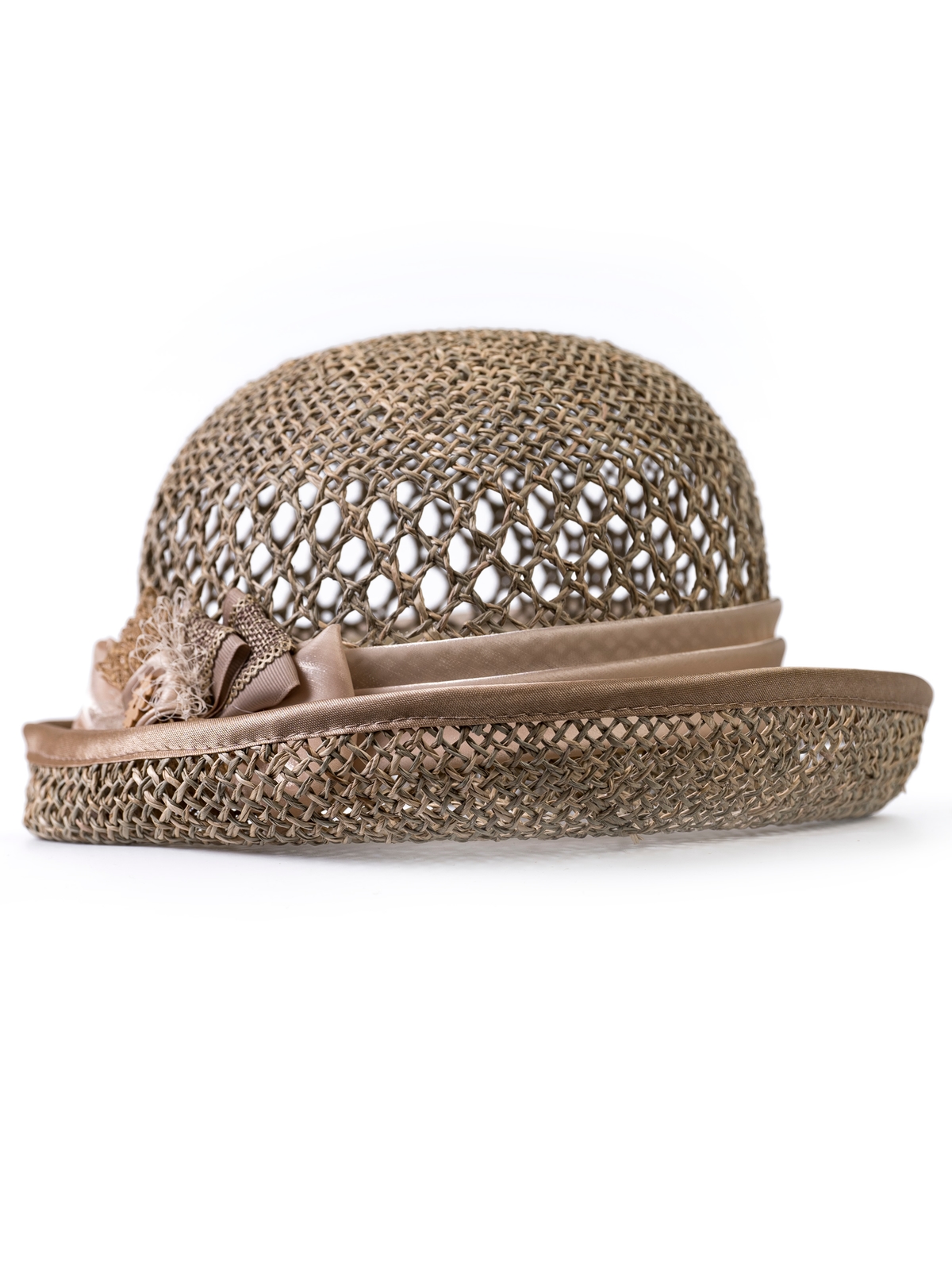 Соломенная шляпка № 20  с ажурным плетением по тулии--9