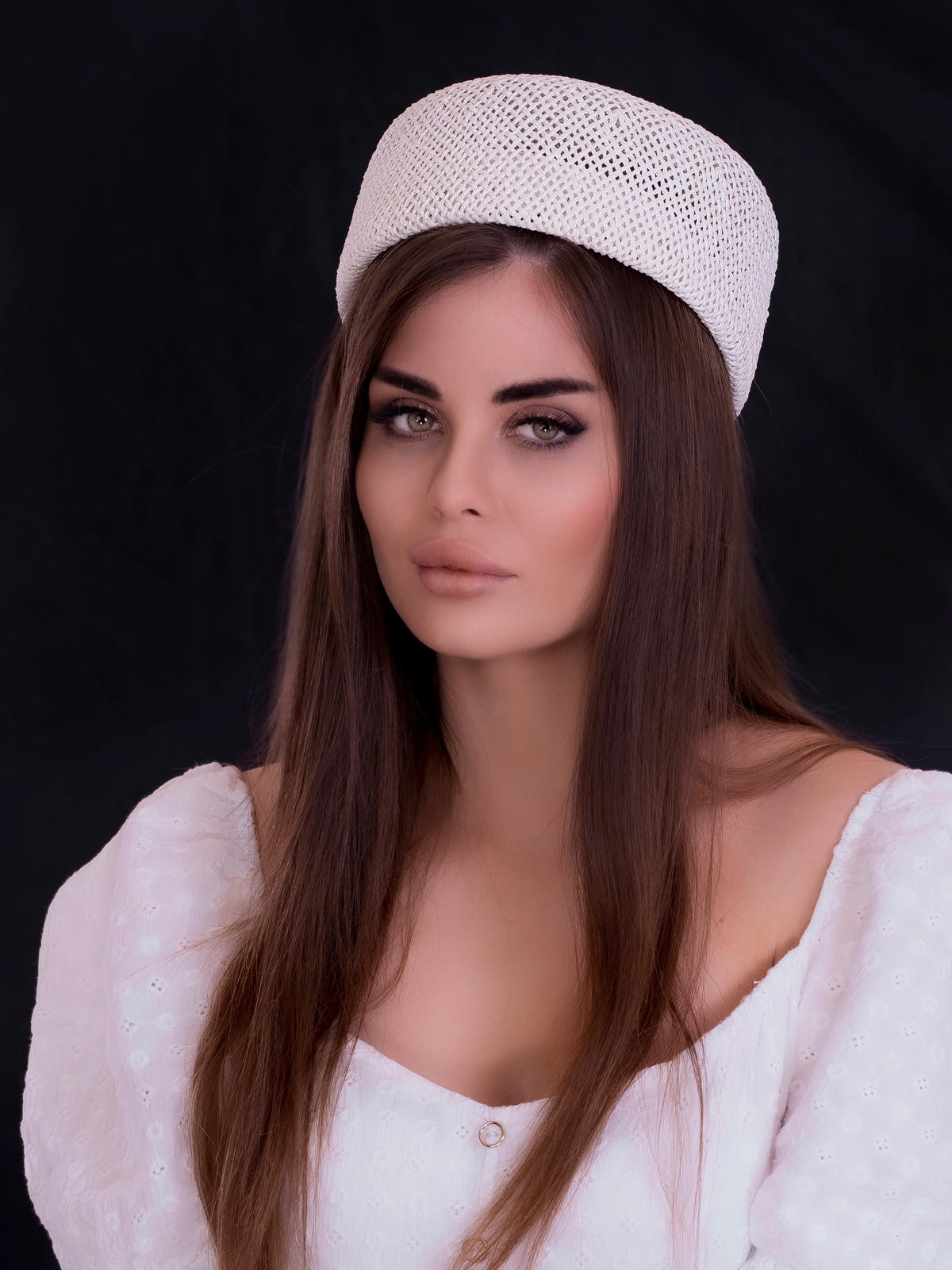 Соломенная шляпка ПилБокс  № 203 белый--0