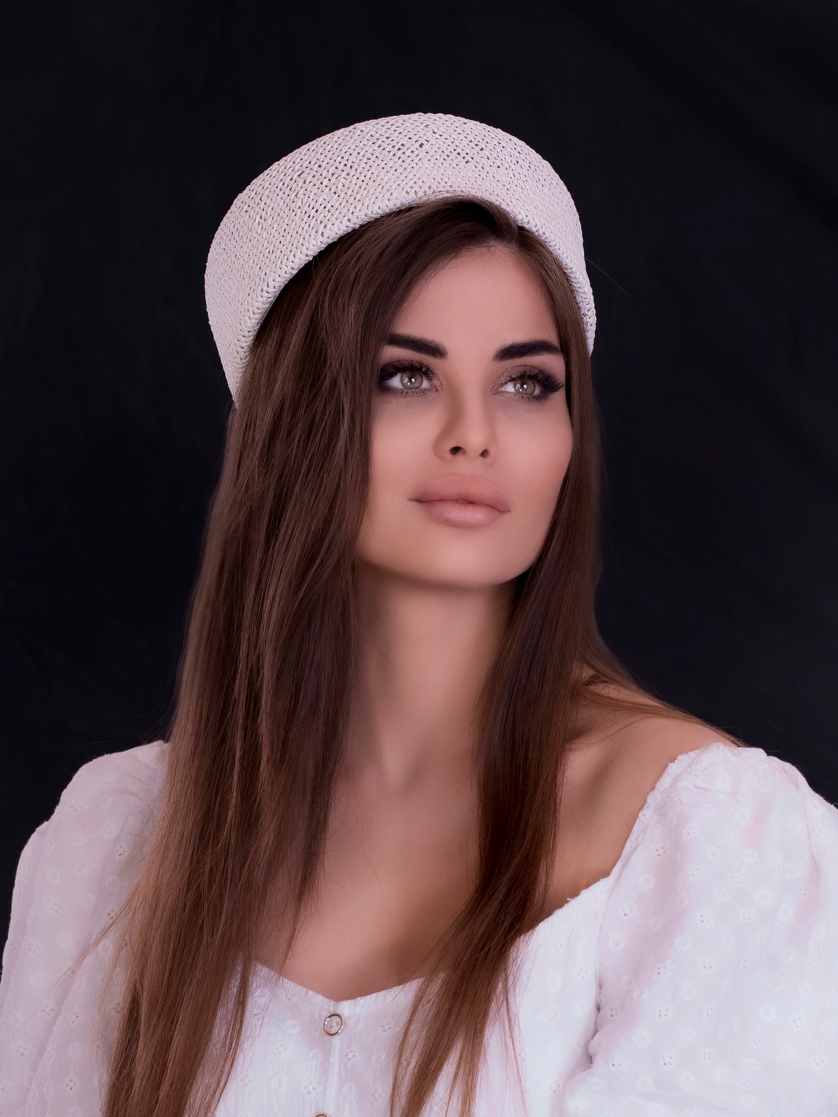 Соломенная шляпка ПилБокс  № 203 белый--2