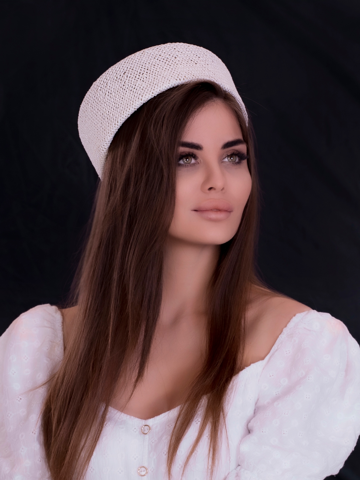 Соломенная шляпка ПилБокс  № 203 белый--6