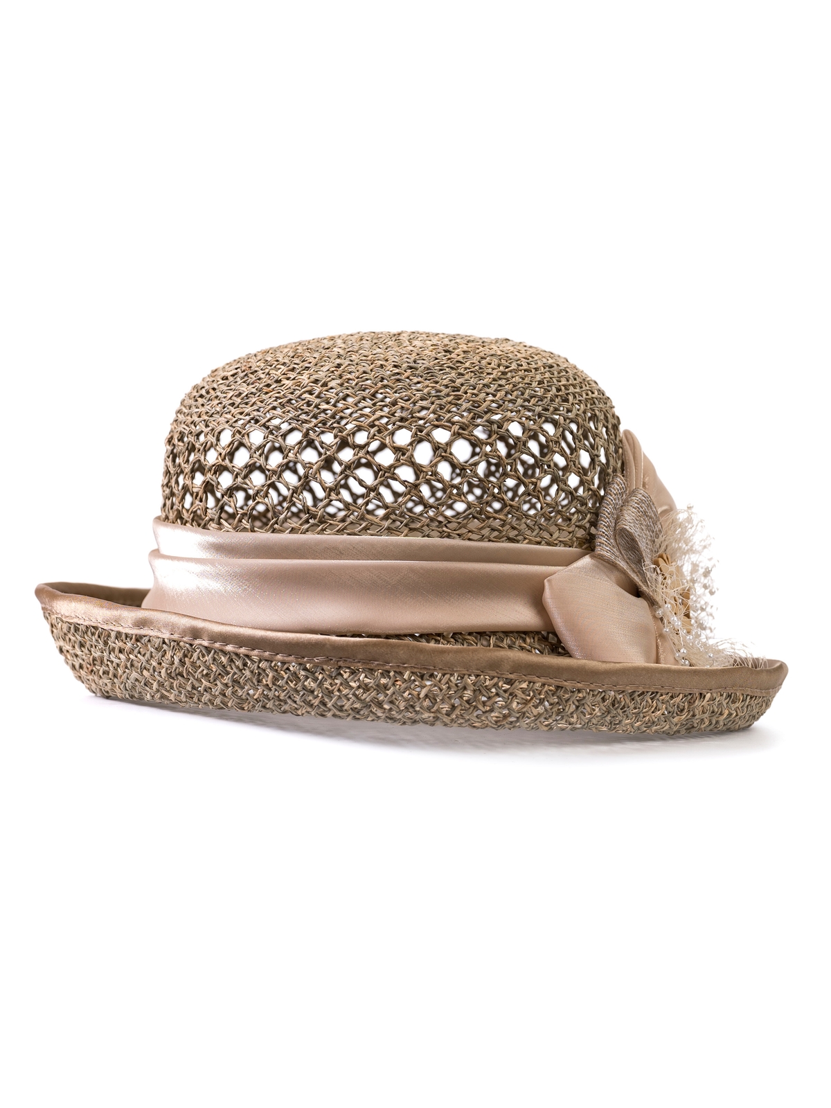 Соломенная шляпка № 22  с ажурным плетением по тулии--2