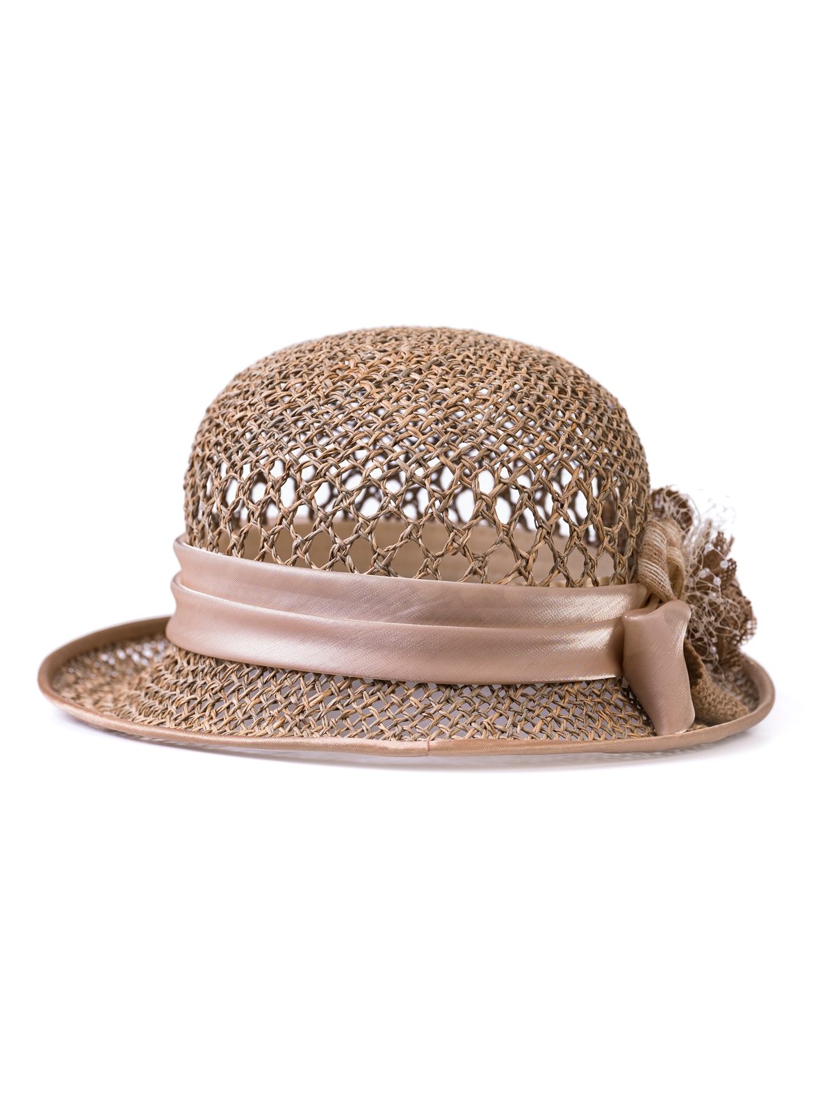 Соломенная шляпка № 23  с ажурным плетением по тулии --3