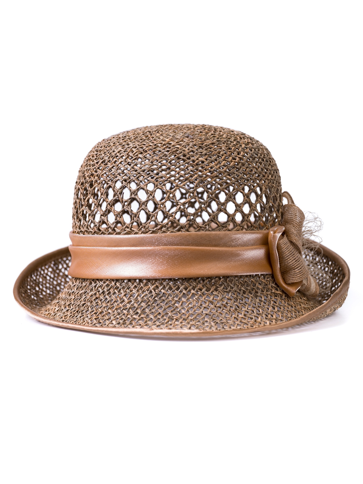 Соломенная шляпка № 25  с ажурным плетением по тулии--4