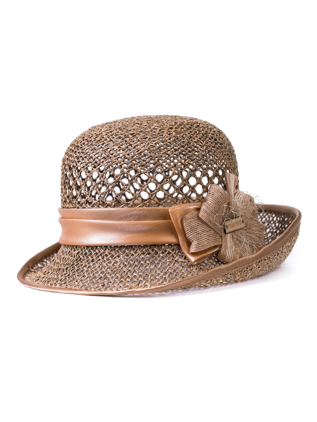 Соломенная шляпка № 25  с ажурным плетением по тулии--5