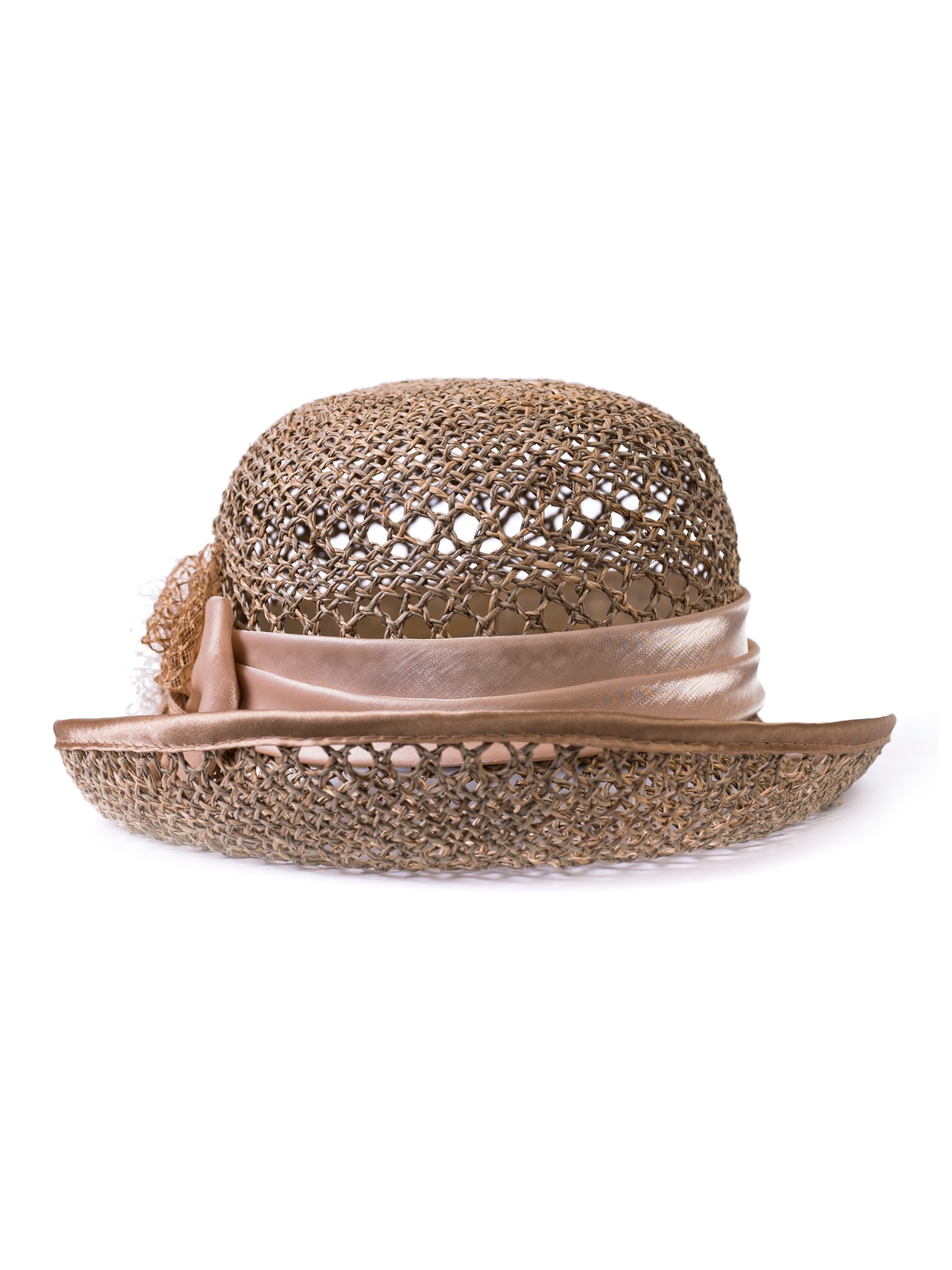 Соломенная шляпка № 25 с ажурным плетением по тулии и полю--2