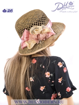 Соломенная шляпка № 26 с с ажурным плетением по тулии --3