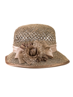 Соломенная шляпка № 26 с с ажурным плетением по тулии 