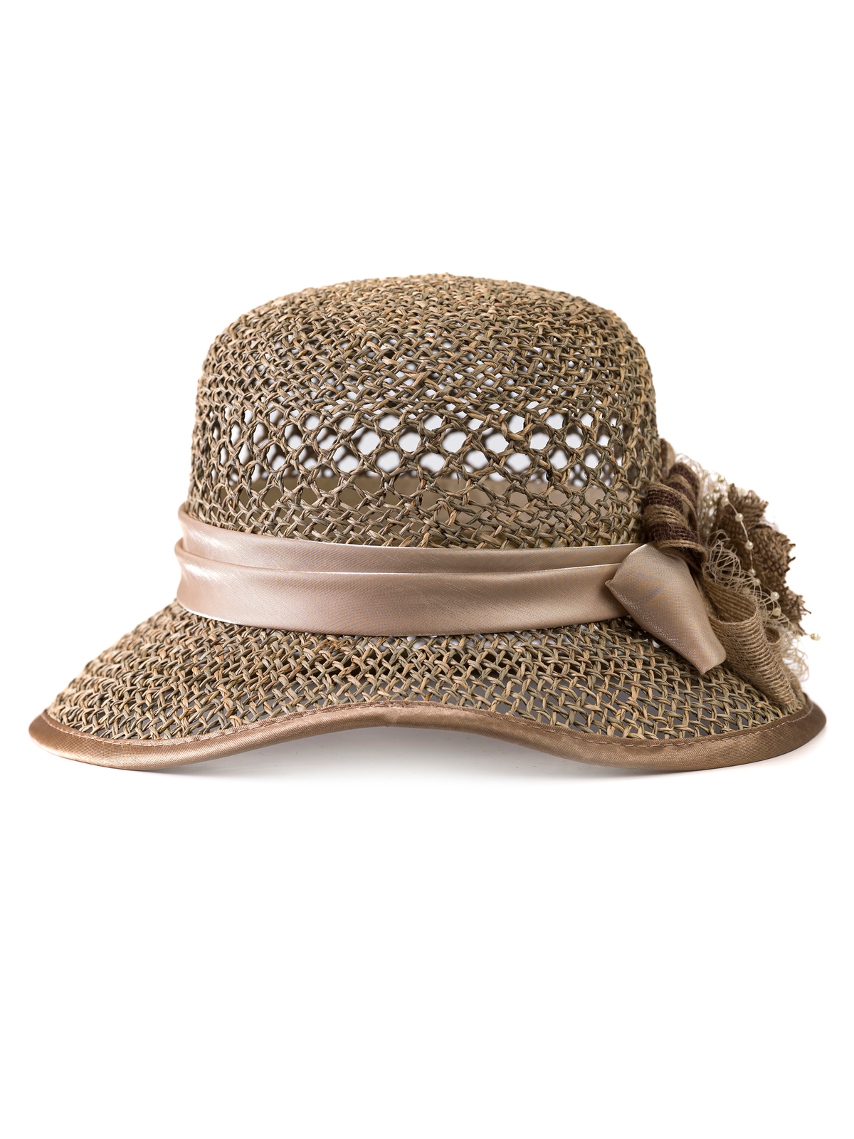 Соломенная шляпка № 26 с с ажурным плетением по тулии --2