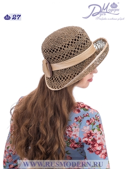 Соломенная шляпка №27 ажурным плетением по полю и тулии--1