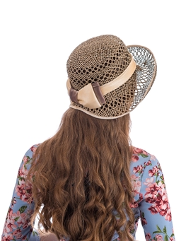 Соломенная шляпка №27 ажурным плетением по полю и тулии--3
