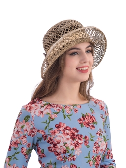 Соломенная шляпка №27 ажурным плетением по полю и тулии--6