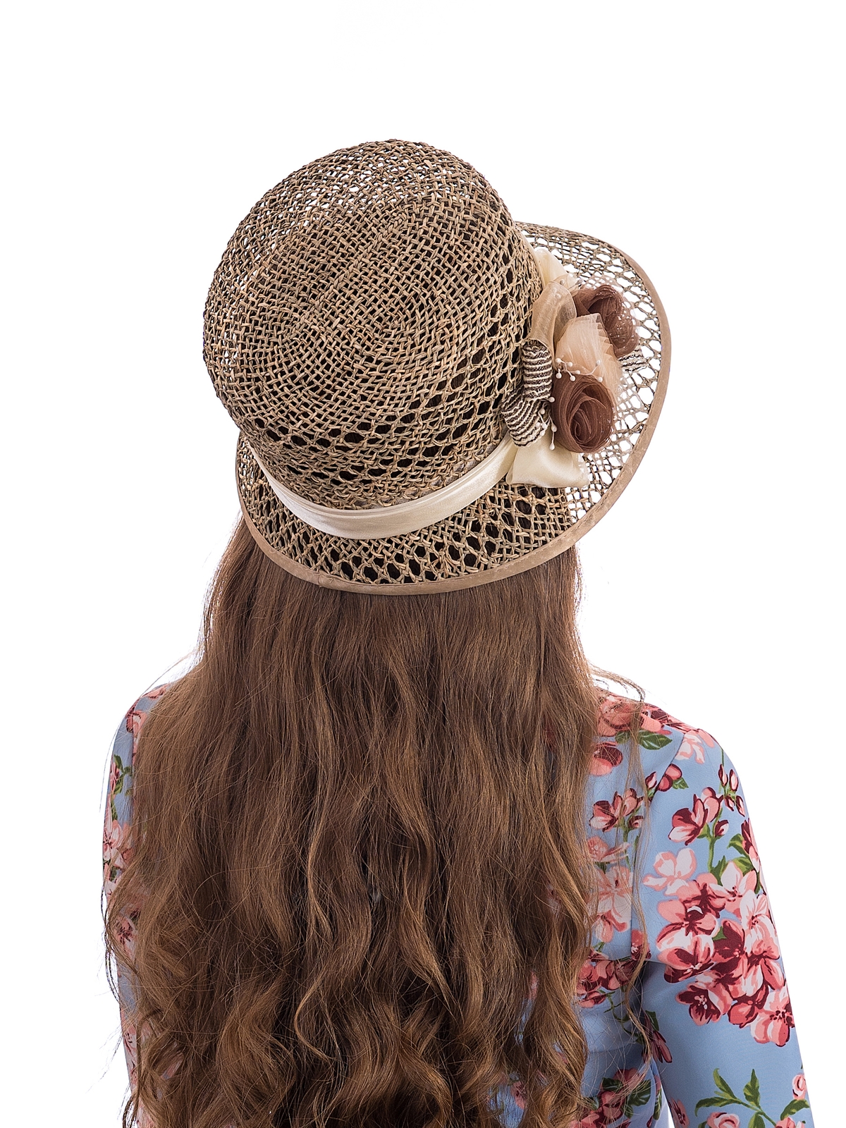 Соломенная шлякпа №3 с ажуром по тулии и полю --6