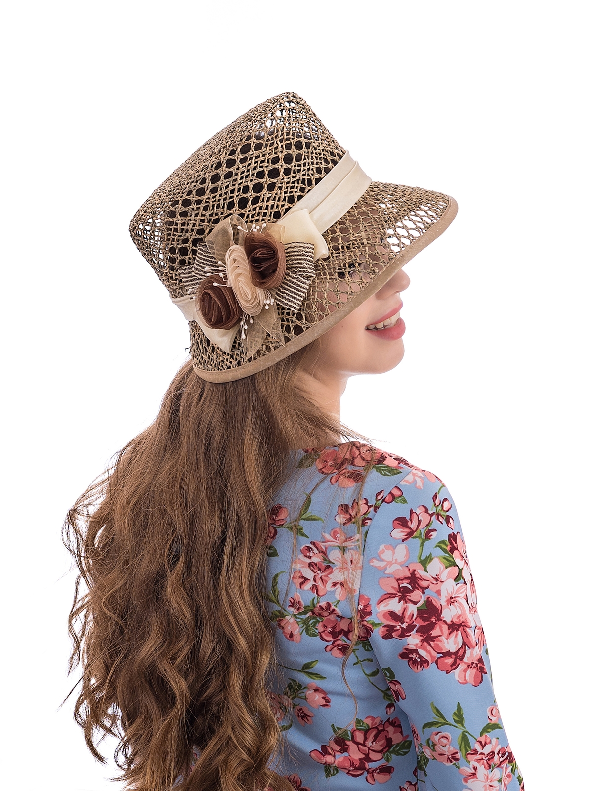 Соломенная шлякпа №3 с ажуром по тулии и полю --7