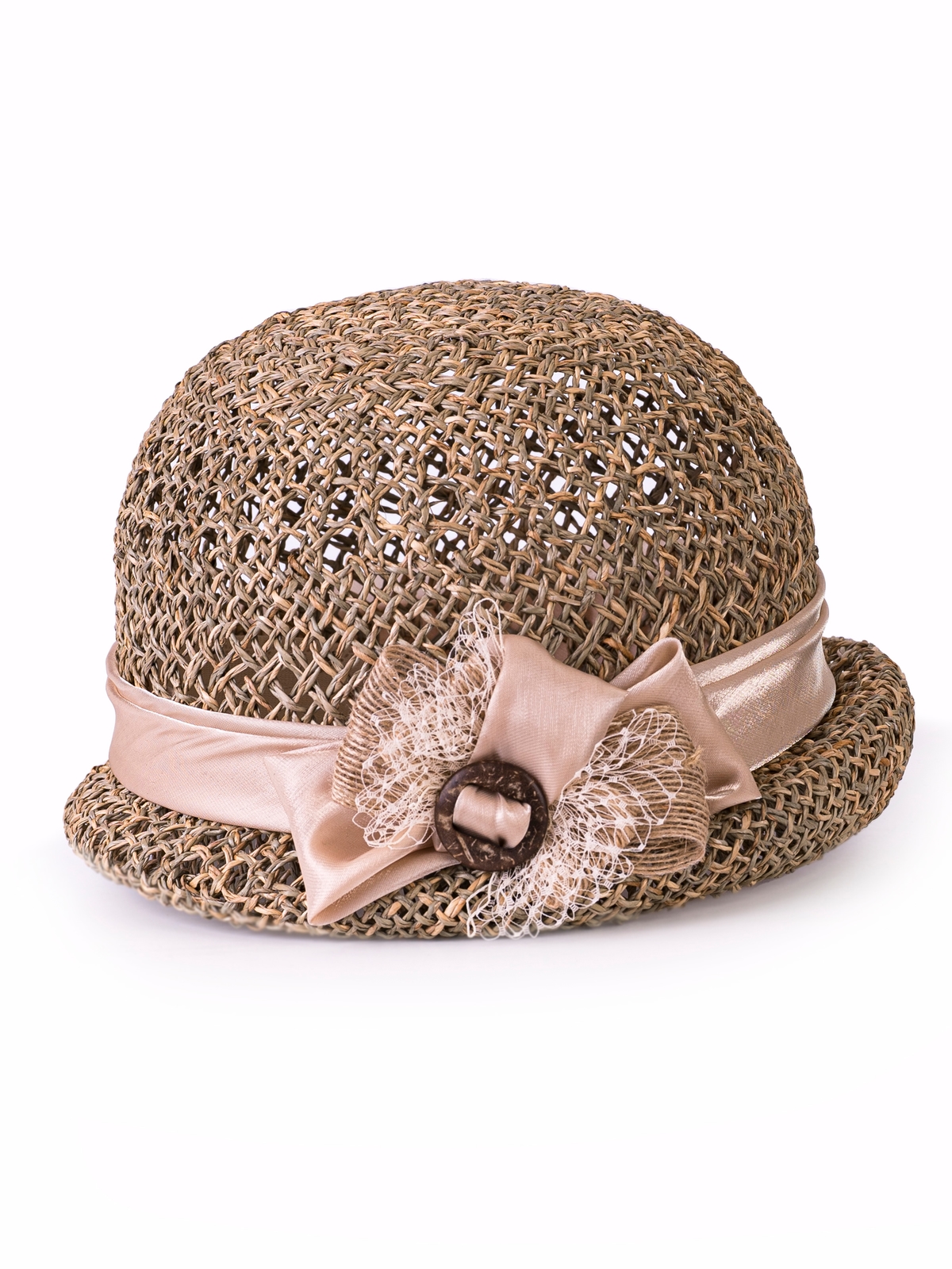 Соломенная шляпка № 320 с ажурным плетением --0