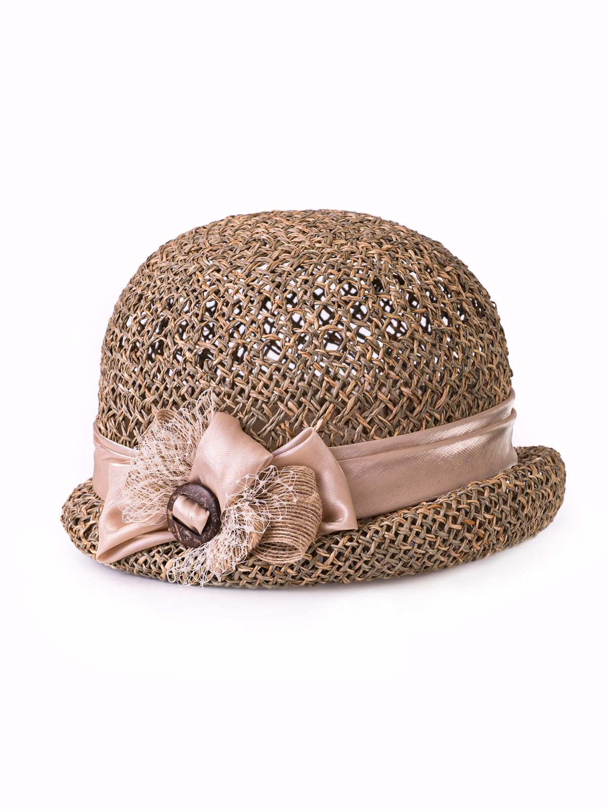 Соломенная шляпка № 320 с ажурным плетением 