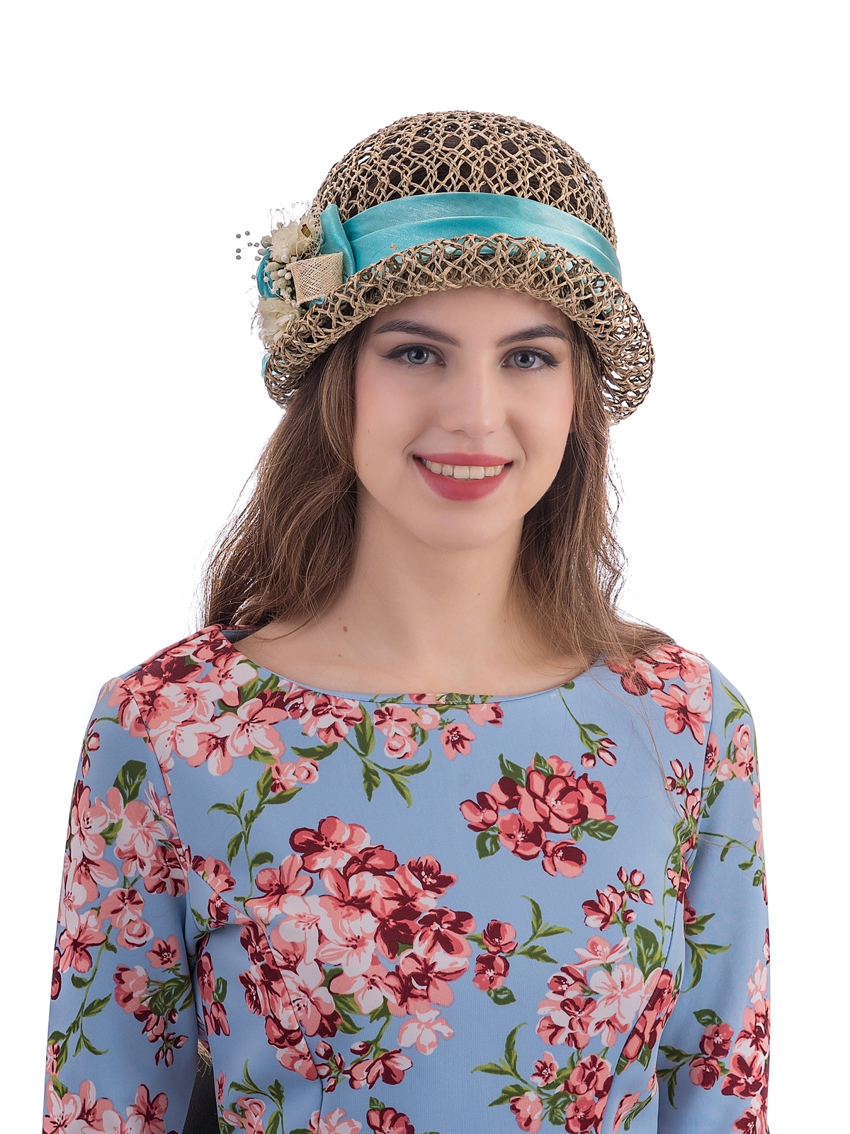 Соломенная шляпка № 322 с ажурным плетением--6