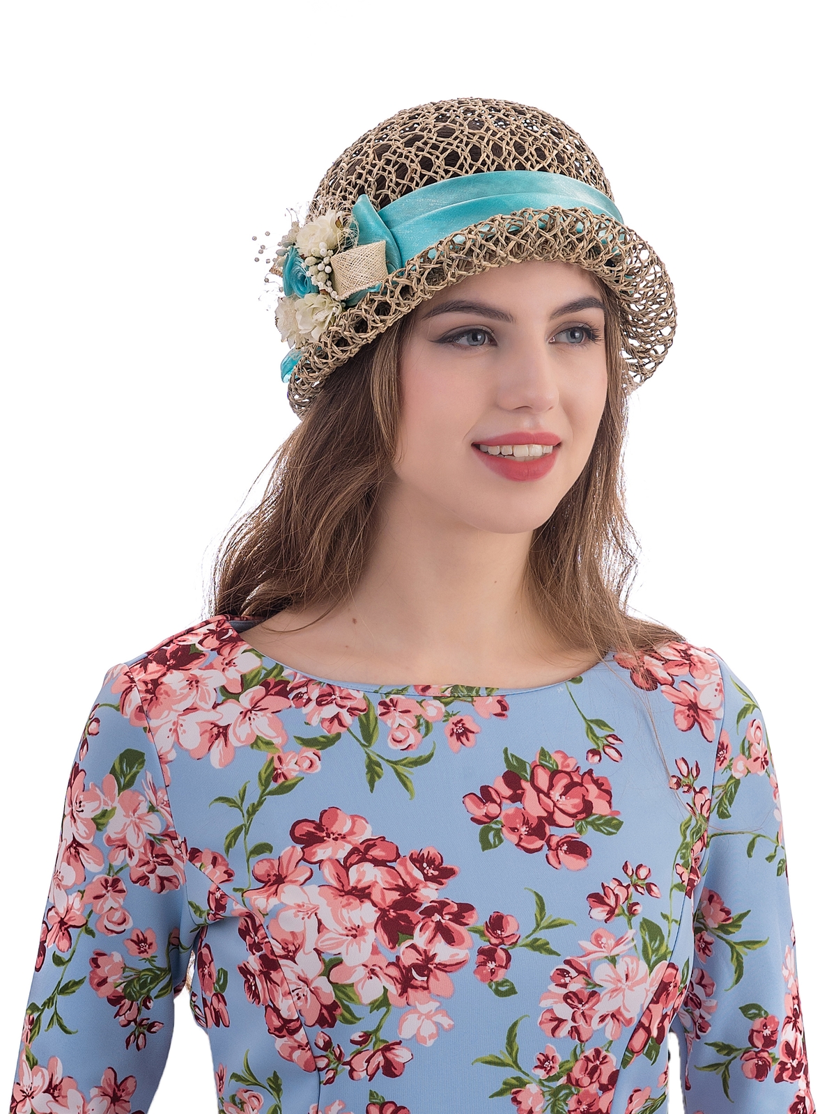 Соломенная шляпка № 322 с ажурным плетением--7