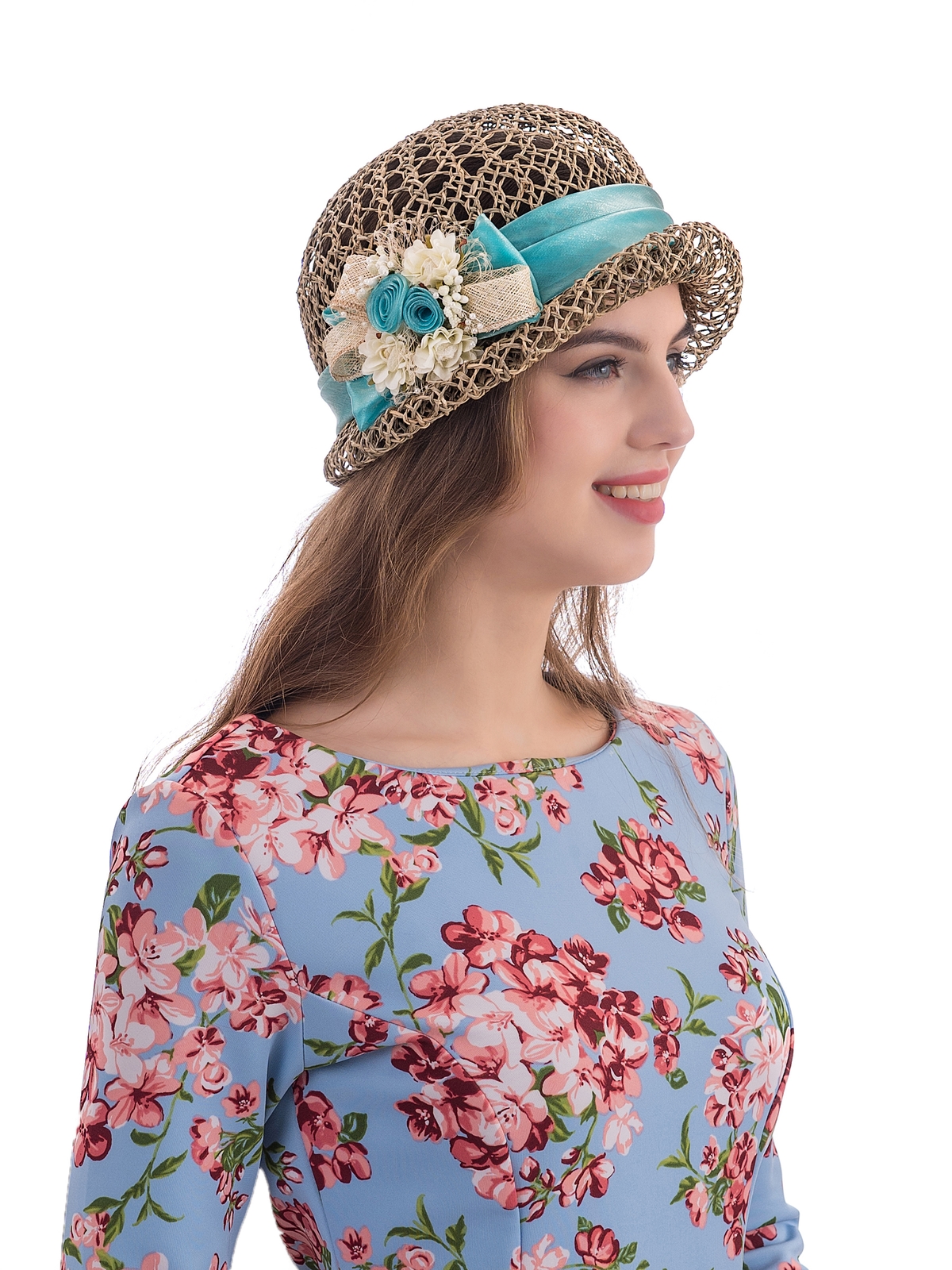 Соломенная шляпка № 322 с ажурным плетением--8