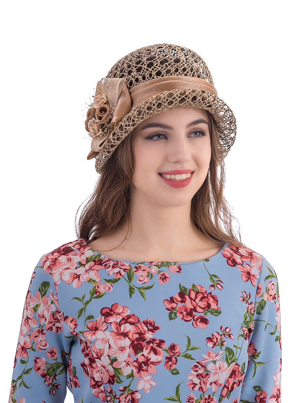 Соломенная шляпка № 322 с ажурным плетением--12